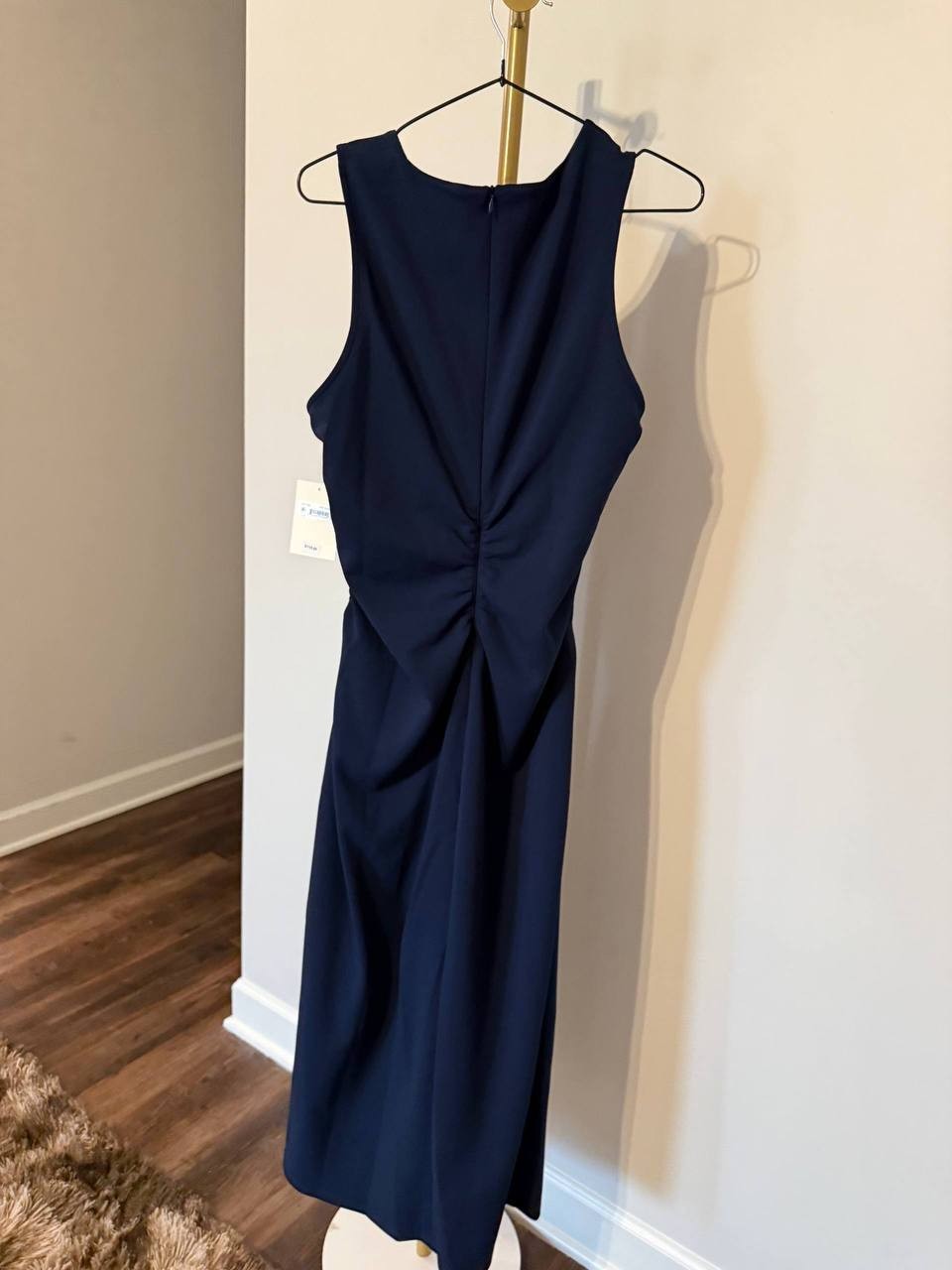 Donna Morgan V‑Neck Sleeveless Midi Crepe Dress Navy 12 NWT Elegant MSRP$118