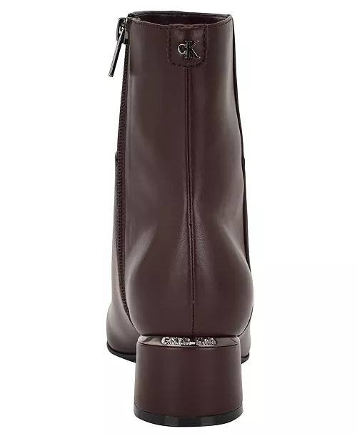 Calvin Klein Parry Block Heel Ankle Booties Dark Red 11M Man‑Made $129 NWB