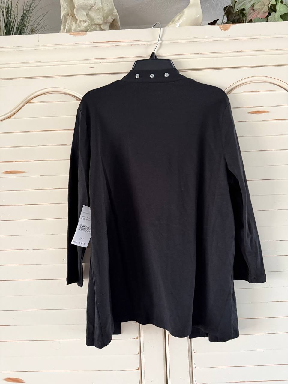 Rafaella Petite Cardigan Crew Neck Sweater Black PM NWT MSRP$59