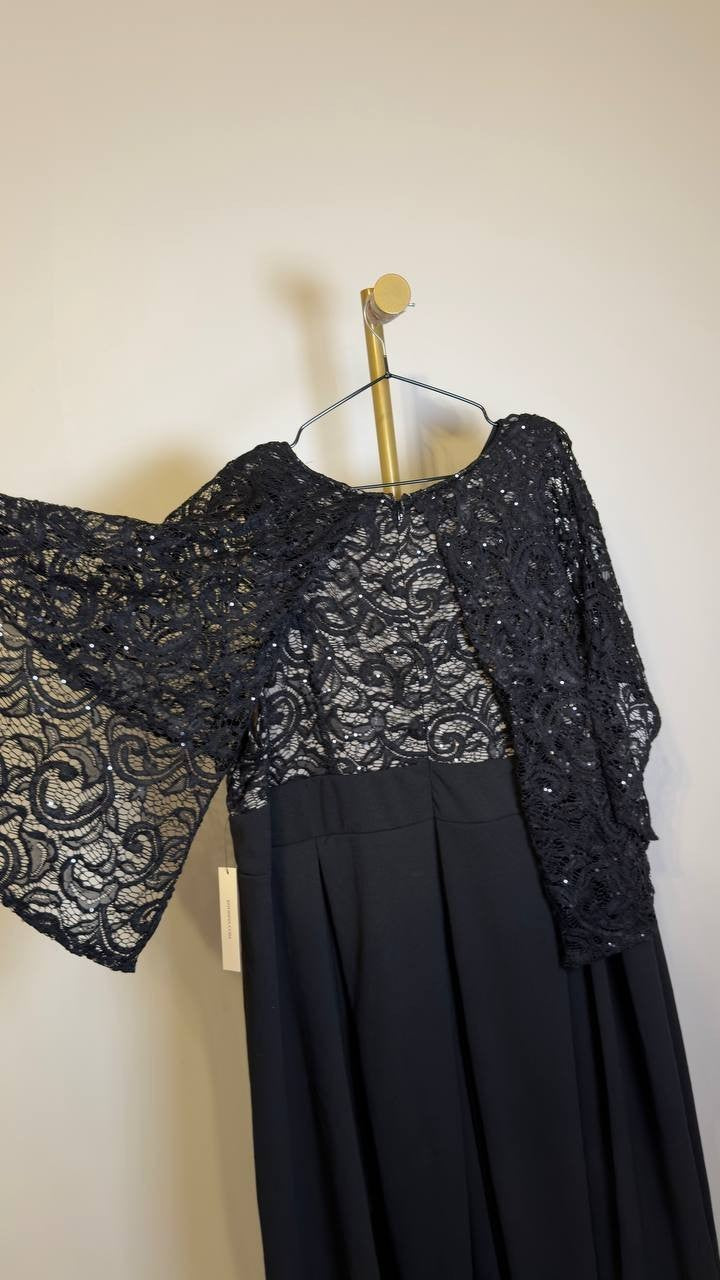 Kiyonna Plus Size Alluring Sequins Lace Formal Jumpsuit Black 4X NWT $288