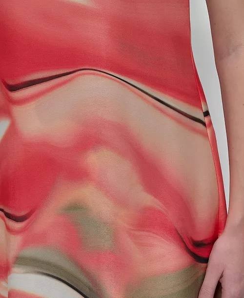 DKNY Sleeveless Border‑Print Shift Dress XL Pre‑Owned Pilling MSRP $48