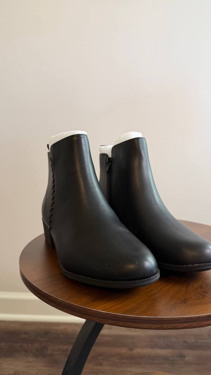Style & Co Aidenn Block Heel Booties Black 8M Man‑Made $79.90 NWB