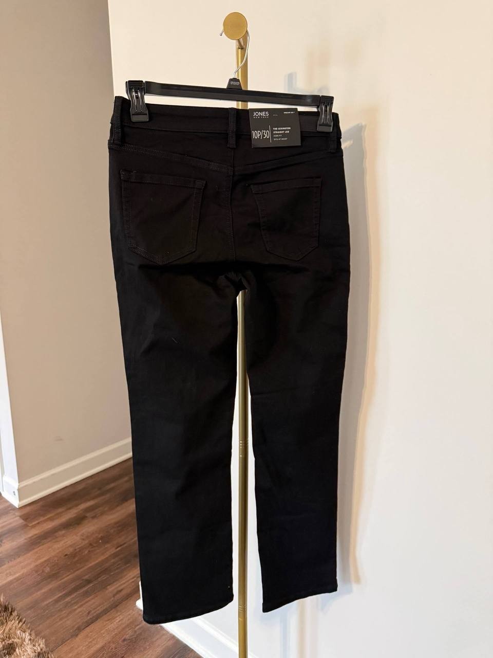 Jones New York Lexington Straight‑Leg Pants Black 10P/30 NWT Classic MSRP$69.50