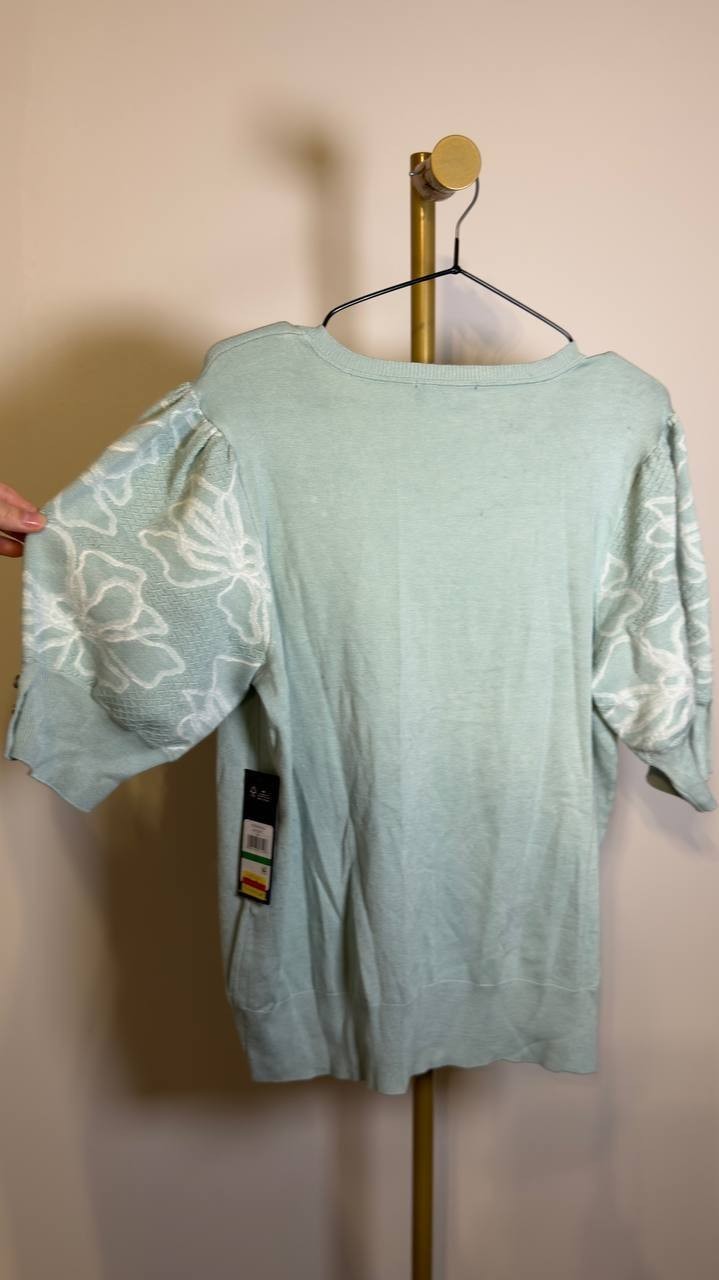 Karl  Lagerfeld  Paris  Women’s  Floral   Sweater  Fresh  Mint  L  NWT  $89