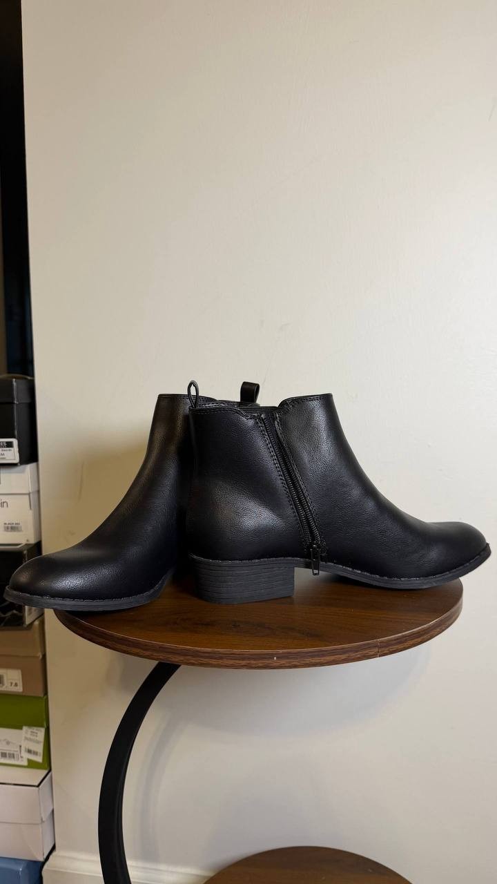 Style&Co Black Man‑Made Block Heel Booties 9M New in Box MSRP $69.90