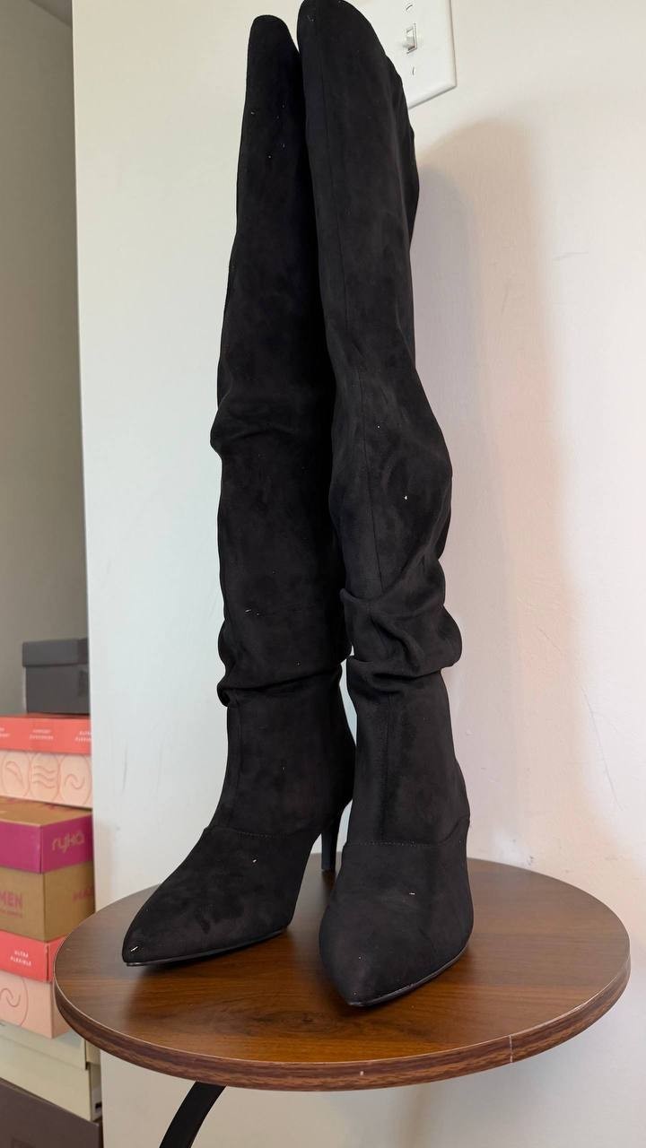 Madden Girl Stassi Over‑the‑Knee Boots Black 8 Fabric Stretch $— NWB