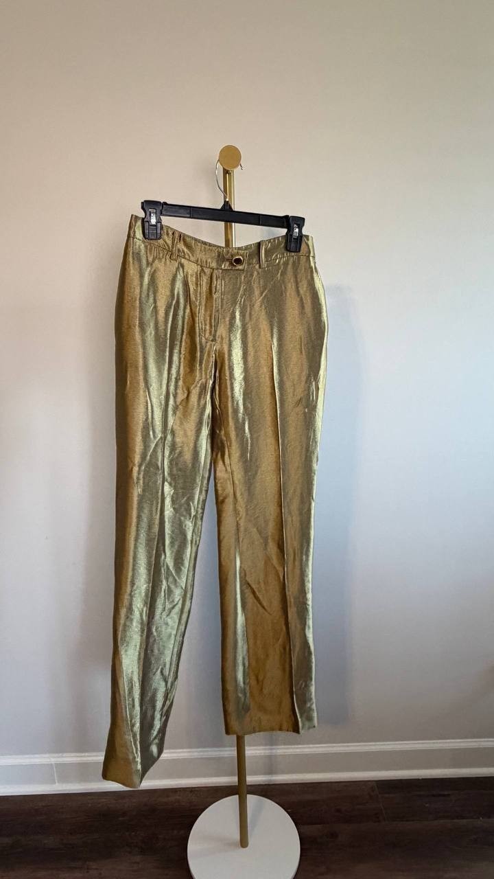 Marciano Milla Metallic Straight‑Leg Pants Gold 4 NWT $220