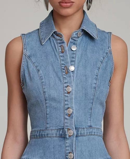 Avec Les Filles Spread Collar Snap-Front Midi Dress Satin Wash 8 NWOT $169