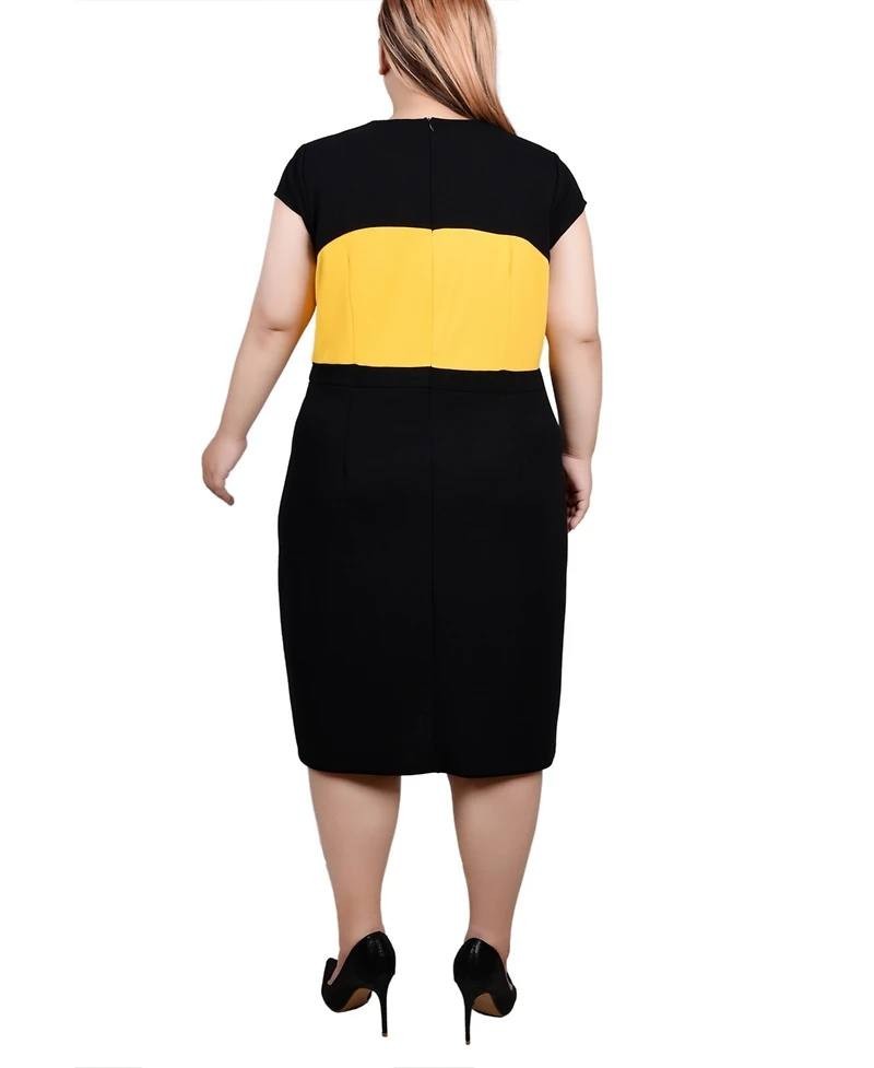 NY Collection 2‑Piece Colorblocked Dress Set Black Lemon 18W NWT $46.99