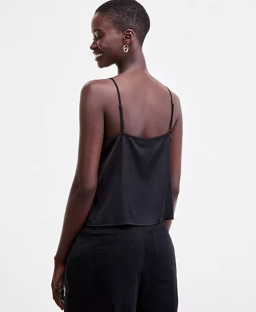 On 34th Lace-Trim V-Neck Tank Black M NWOT $29.50
