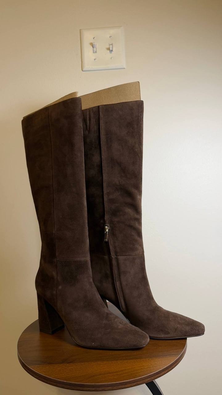 Marc Fisher LTD Yarli Boots 9M Dark Brown Leather Knee‑High Pull‑On NIB msrp$299