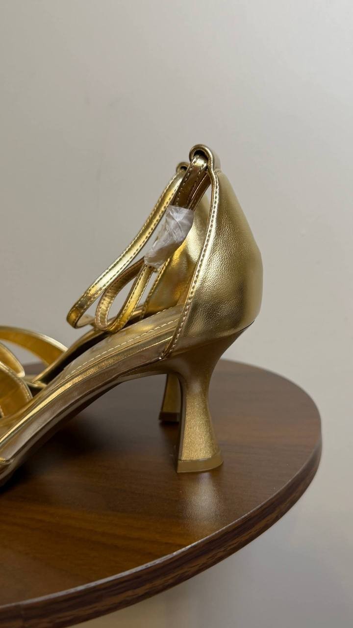 Anne Klein Gold Man‑Made Ankle Strap Dress Sandals 7M New in Box $79