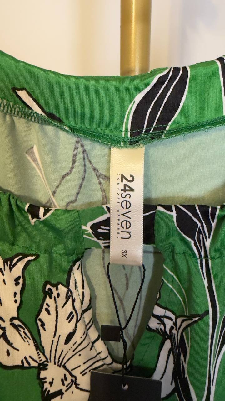 24seven Comfort Apparel Plus Sleeveless Keyhole Dress Green Multi 3X NWT $69