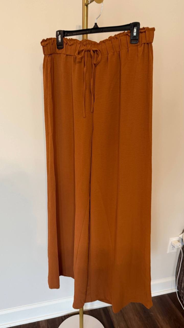 Cupshe Brown Drawstring Wide Leg Pants XL NWT Summer Casual Lightweight