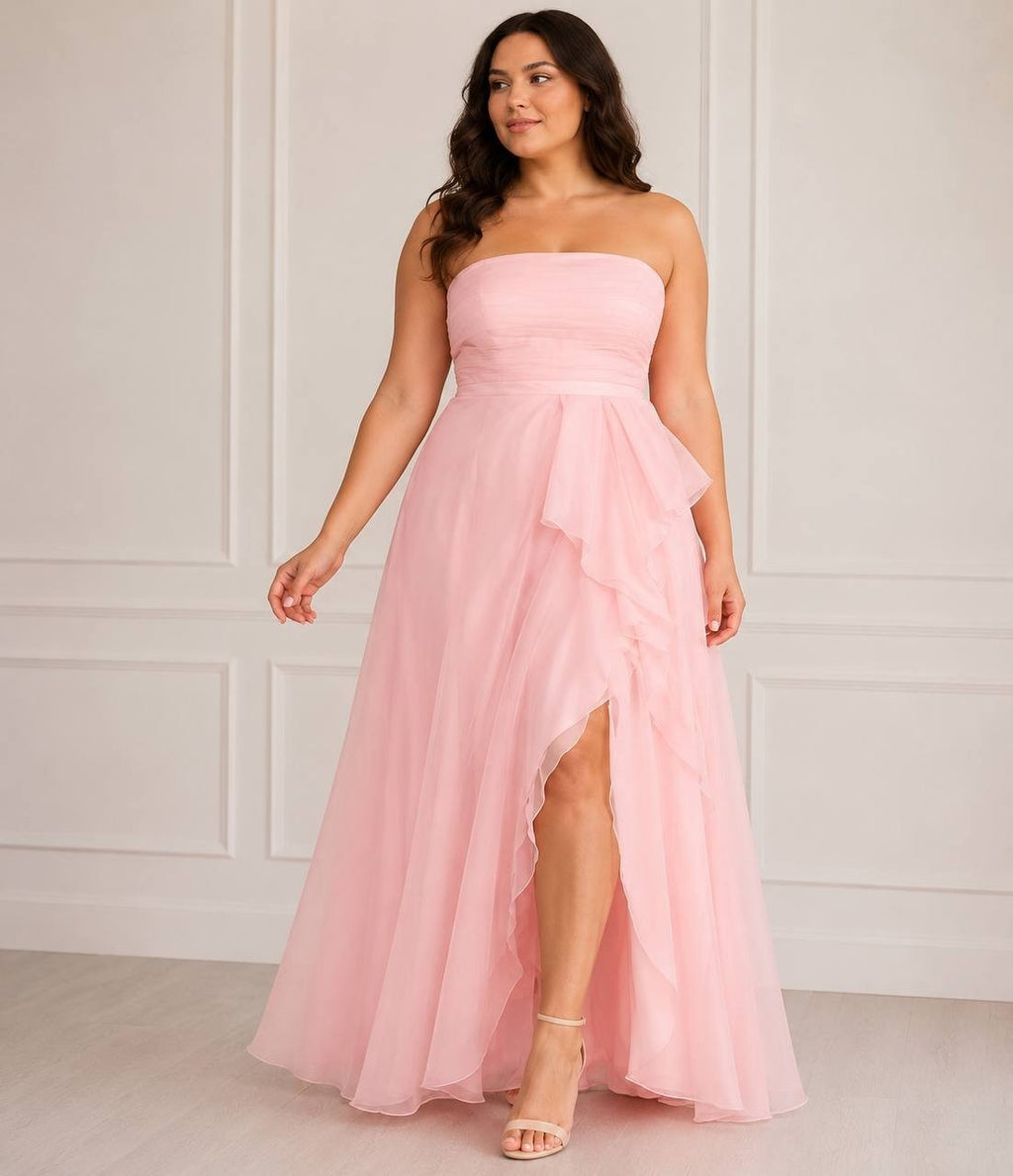 B Darlin Juniors’ Asymmetric Drape Strapless Ball Gown Light Pink 18W NWT $129