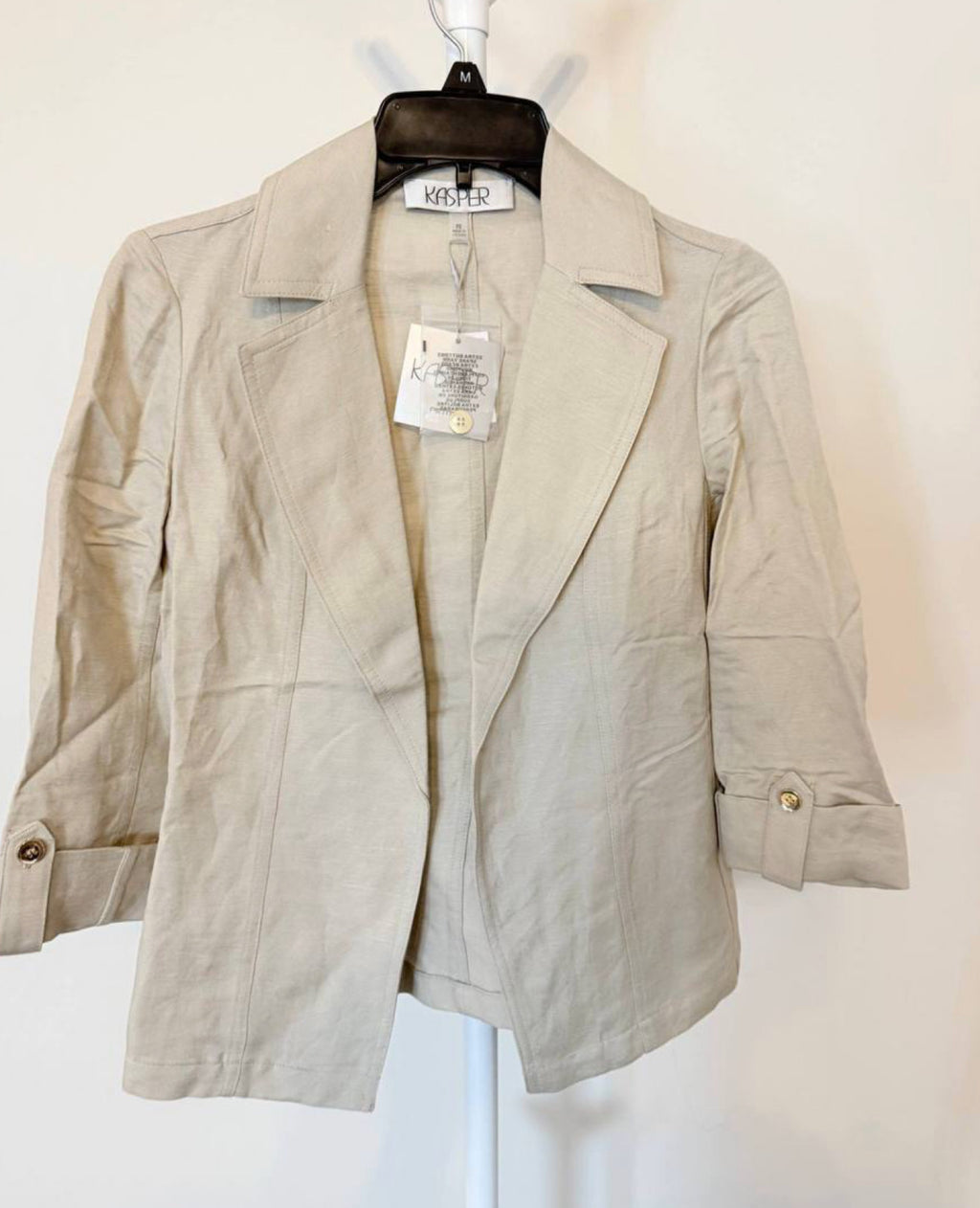 Kasper Petite Linen Seamed Open Jacket – Beige – Size PS – NWT – $139