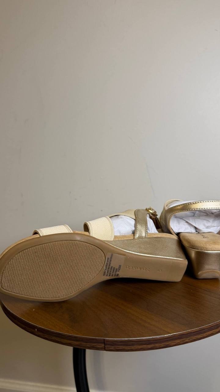 Style&Co Wedge Sandals Platino Man-Made Size 5M New in Box MSRP $59.90