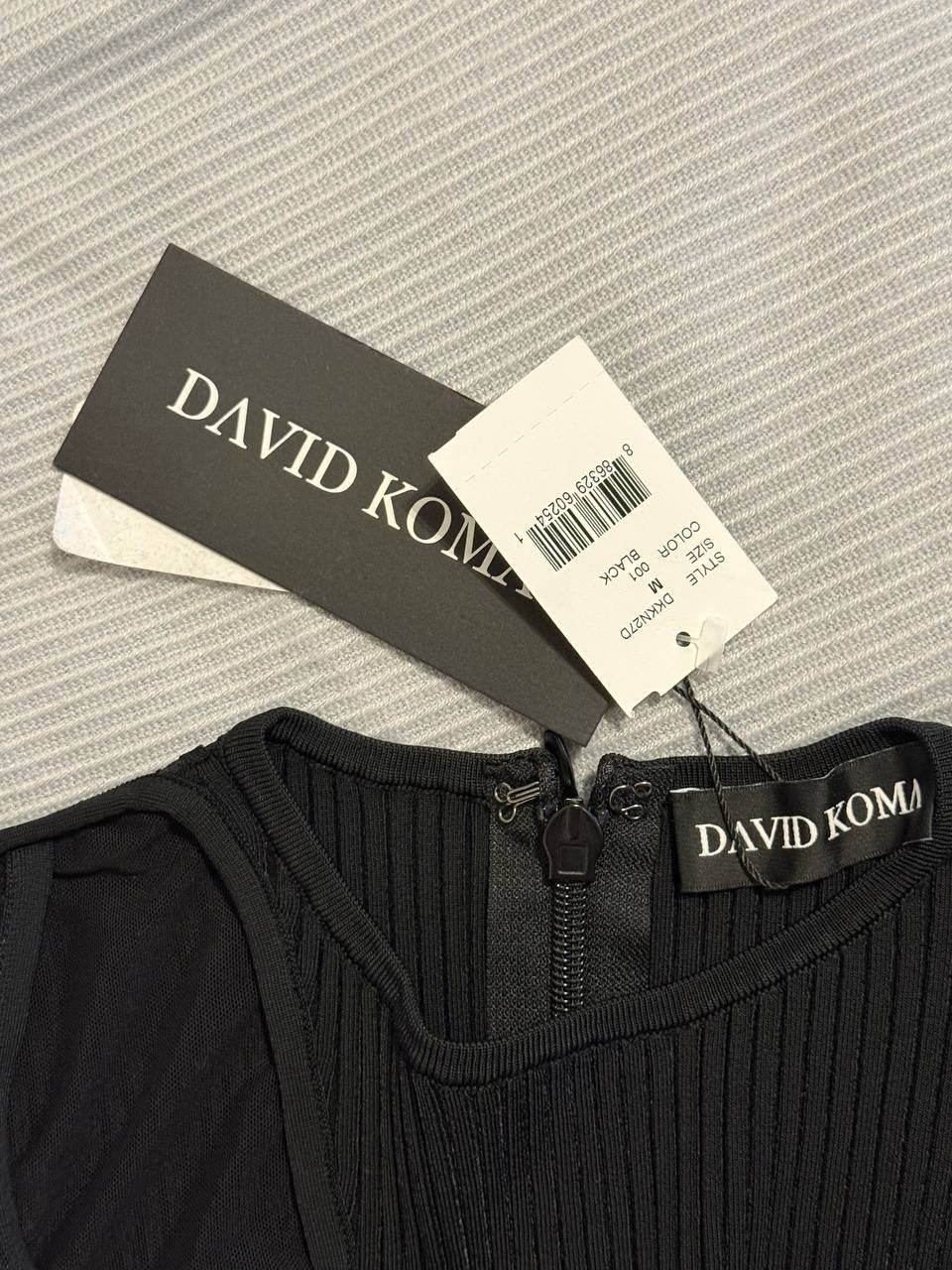 David Koma Ribbed Mesh Detail Mini Dress – Black – Size M – NWT – $900