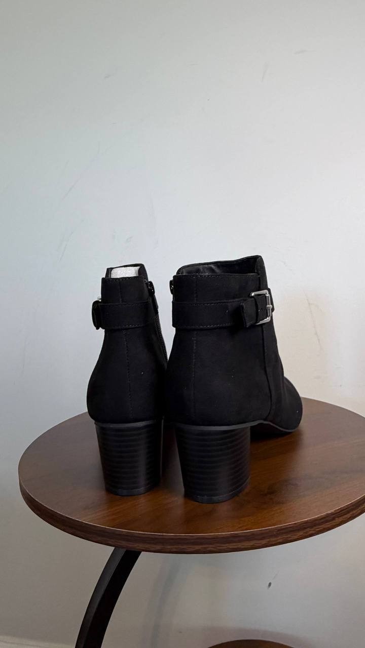 Style & Co Ariel Faux Suede Zipper Booties Black 9.5M Man‑Made $80 NWB