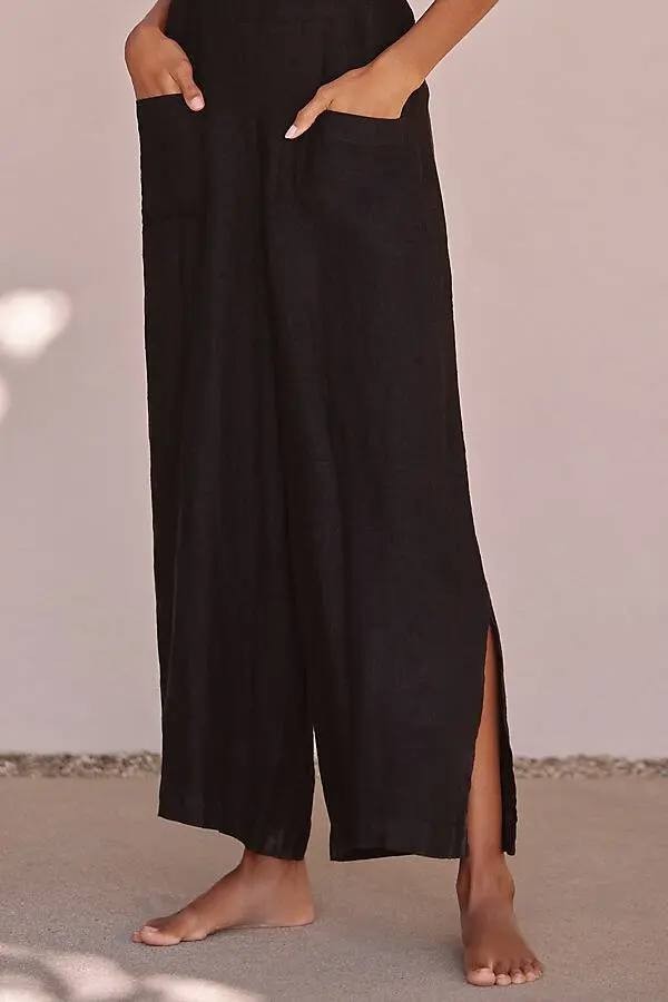 Sanctuary Linen Cotton Jumpsuit Black XL NWT $89