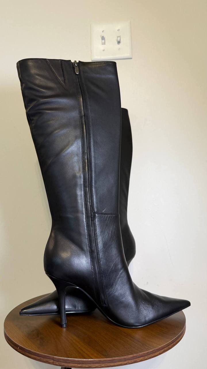 Nine West High Boots 11M Black Leather New in Box MSRP $249