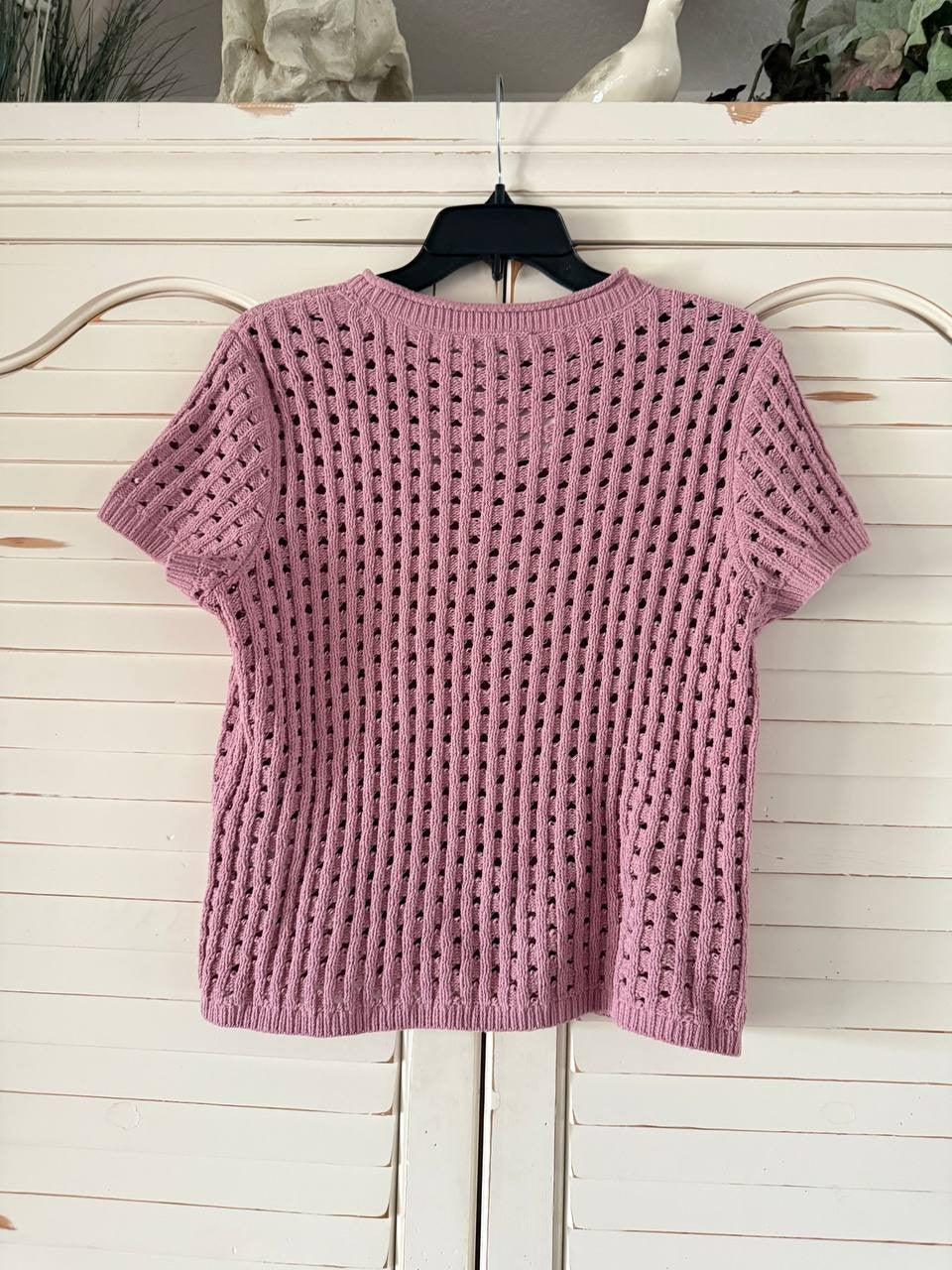 DKNY Jeans Open Stitch Sweater Dusty Mauve Size S NWT $59 – Breezy Knit