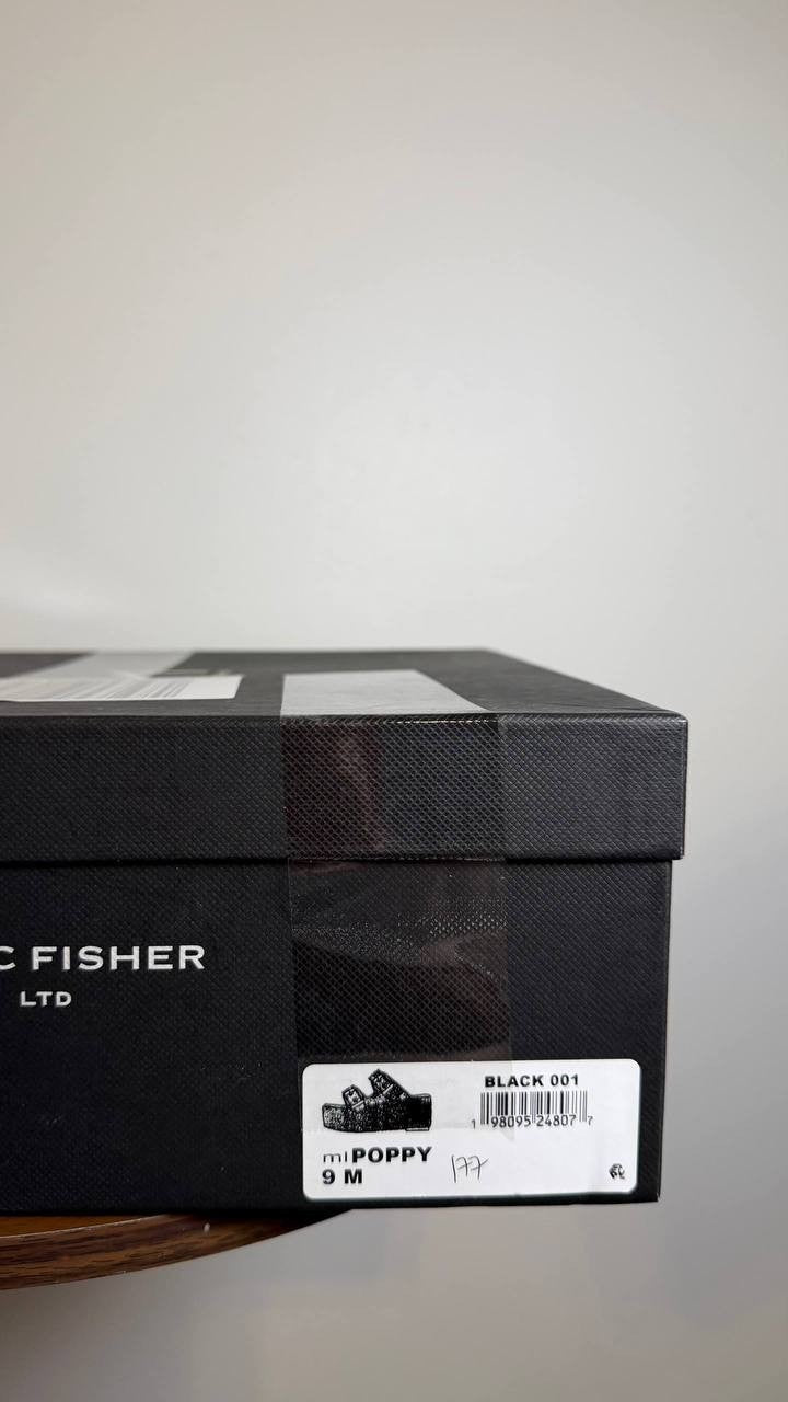 Marc Fisher Black Wedge Sandals 9M New in Box MSRP $150