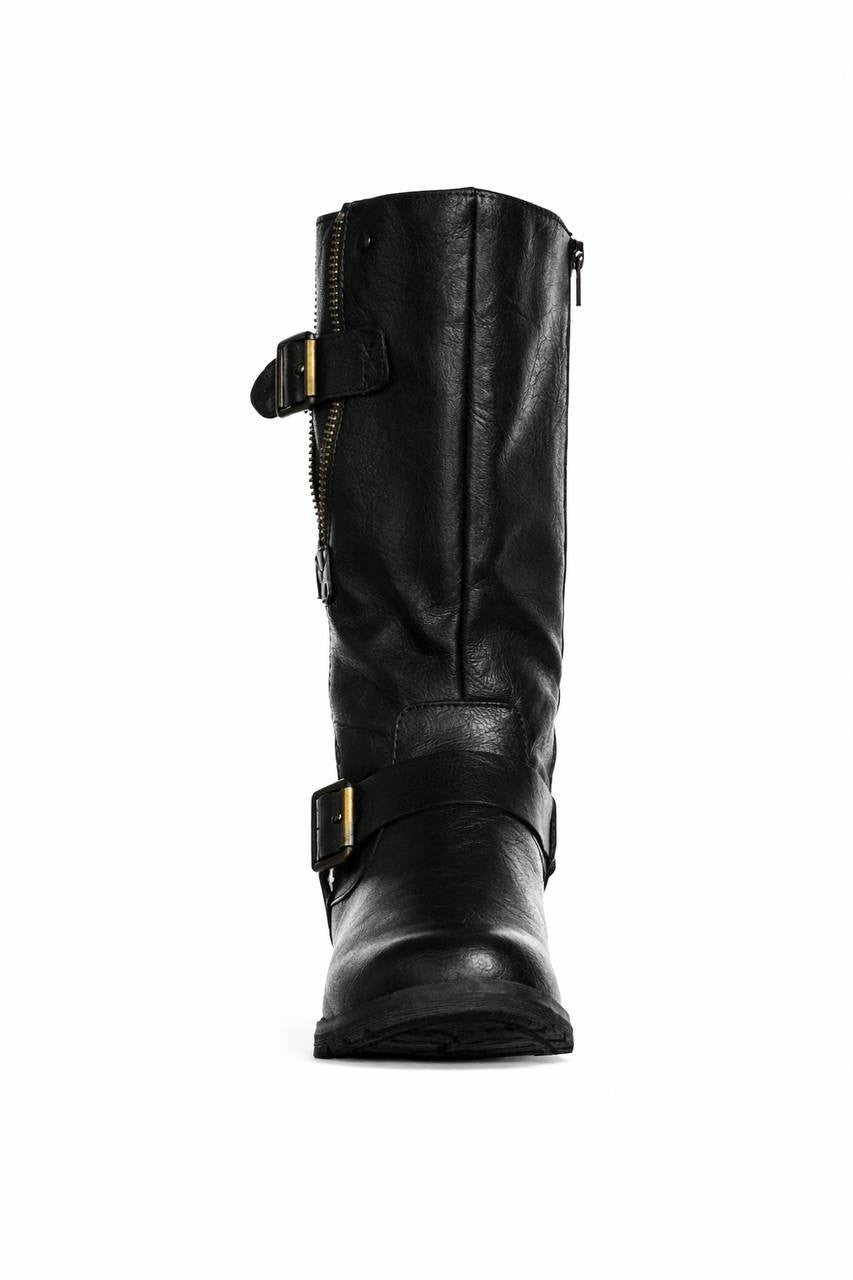 Naturalizer Leather Moto Buckle Boots Black Women’s 10W NWB