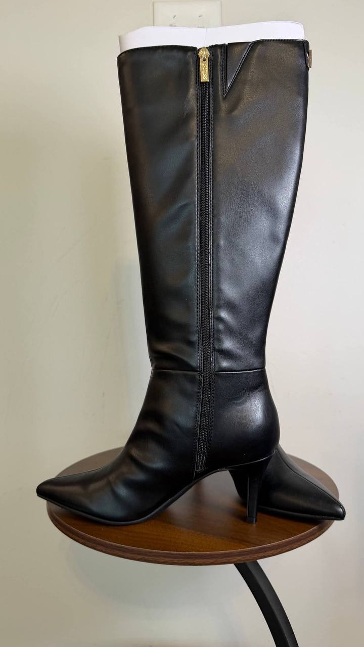 Guess Wayla Knee‑High Nappa PU Stiletto Boots Black Women’s 8M NWB $259