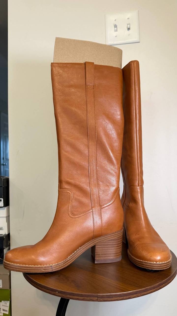 Marc Fisher Tall Boots 8.5M Natural Leather New in Box MSRP $259