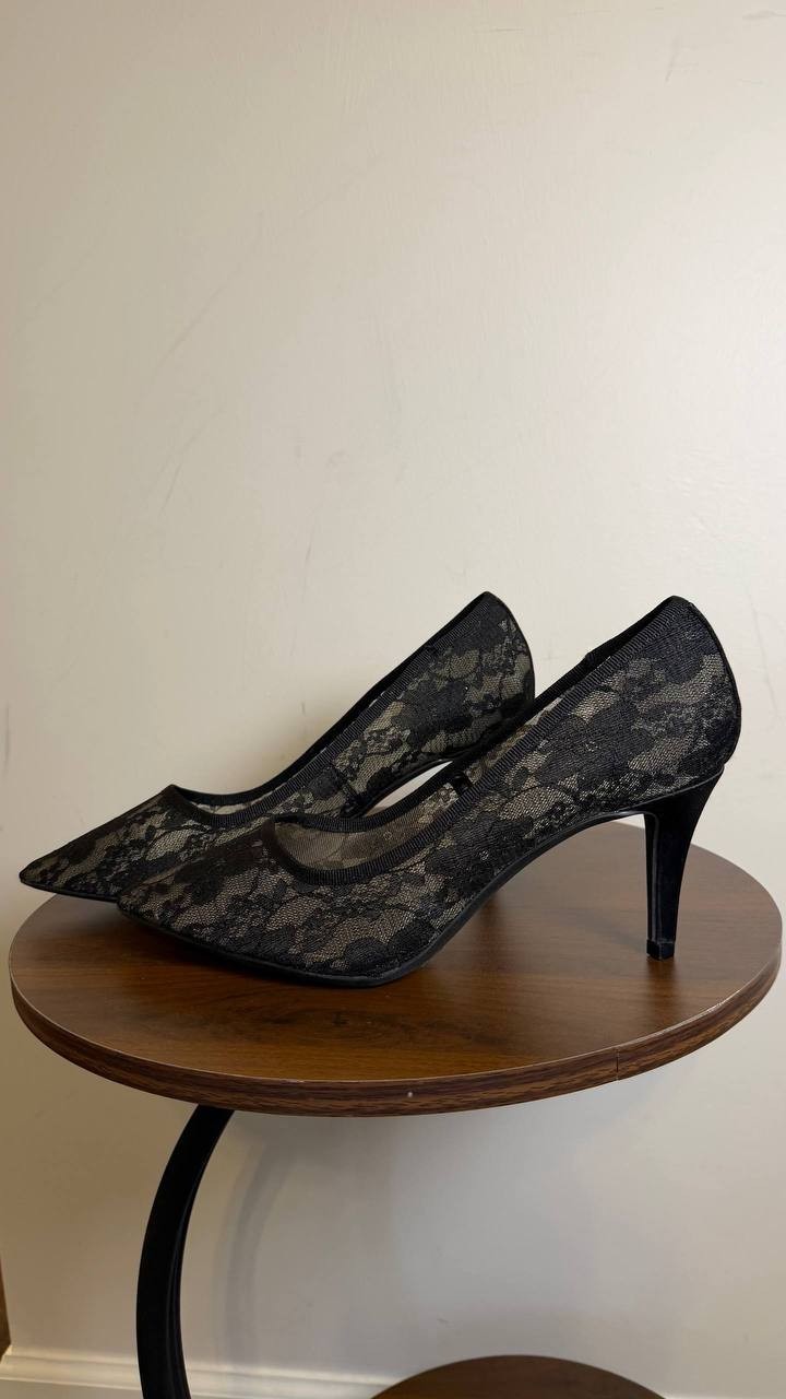 Jones New York Bevery Pointed Toe Pumps Black 8.5M Fabric MSRP $70 NWB