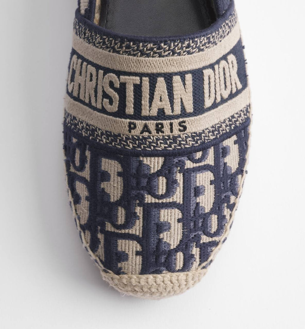 Dior  Granville  Espadrille  Deep Blue  Oblique  Cotton  38 B  Pre‑owned 