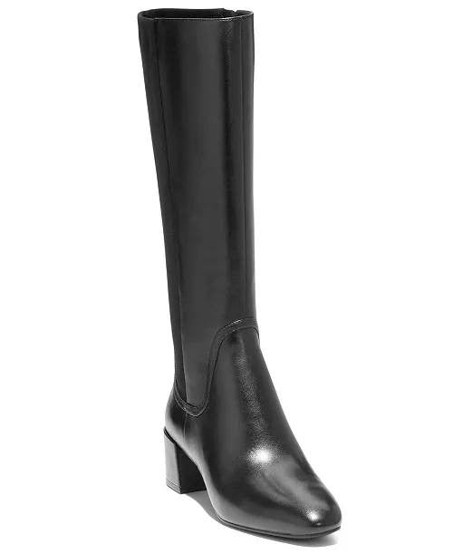 Cole Haan Go‑To‑Serenna Tall Shaft Leather Dress Boots Black 8.5B NWB $308