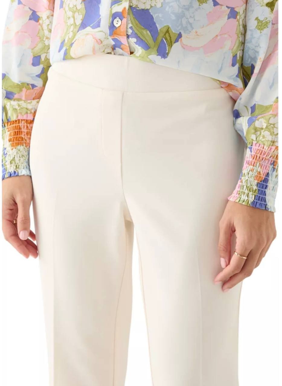 AK Anne Klein Pull‑On Cool Crepe Trouser Pants Ivory S NWOT $59