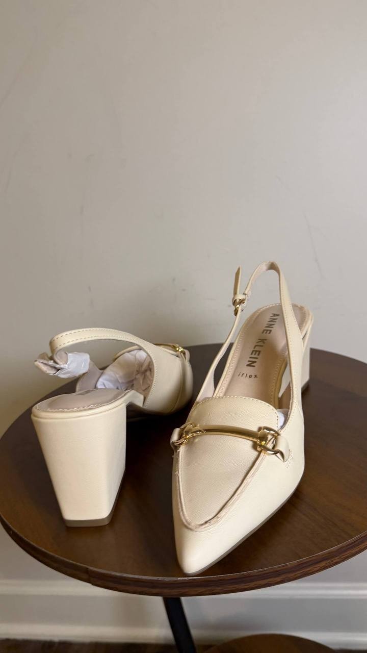 Anne Klein Bone Man‑Made Block Heel Pumps 7.5M New in Box MSRP $95