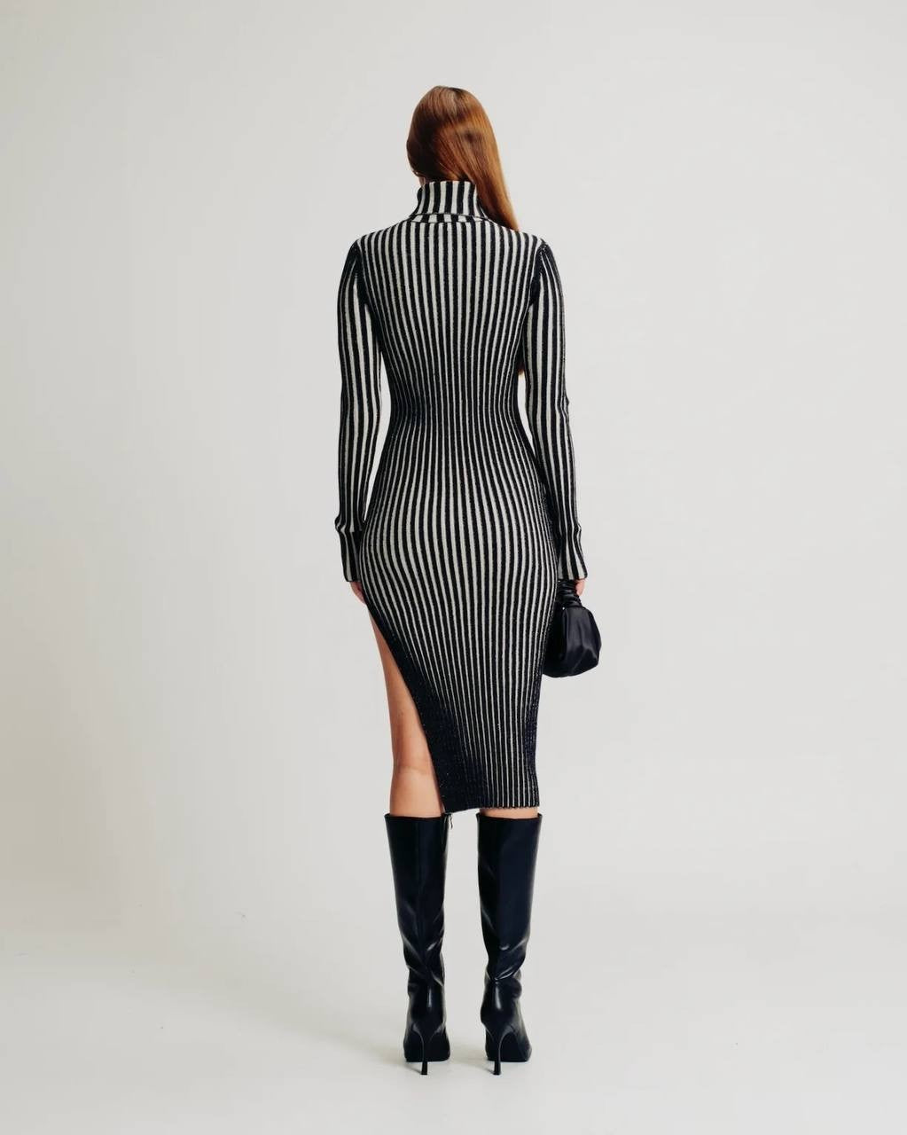 Torn by Ronny Kobo Black Fitted Midi Dress Small Chic Minimalist Style