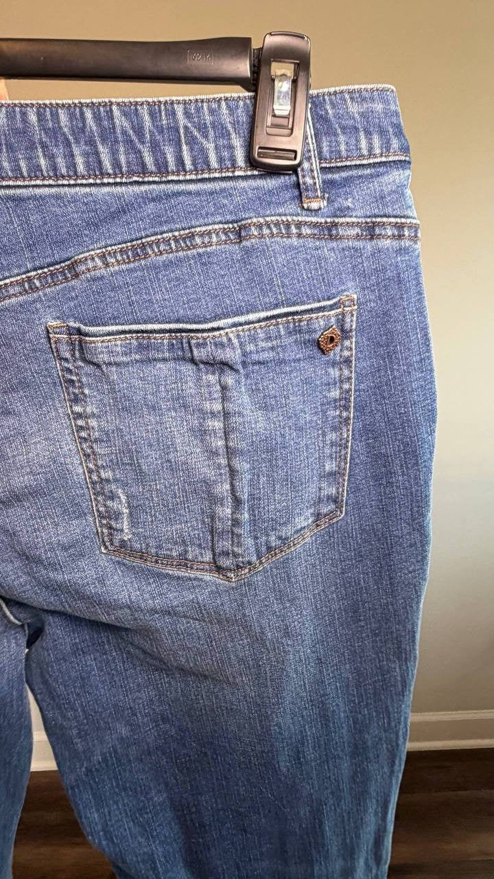 Democracy “Ab”solution Mid‑Rise Girlfriend Jeans Side Entry Blue 14 NWT $88