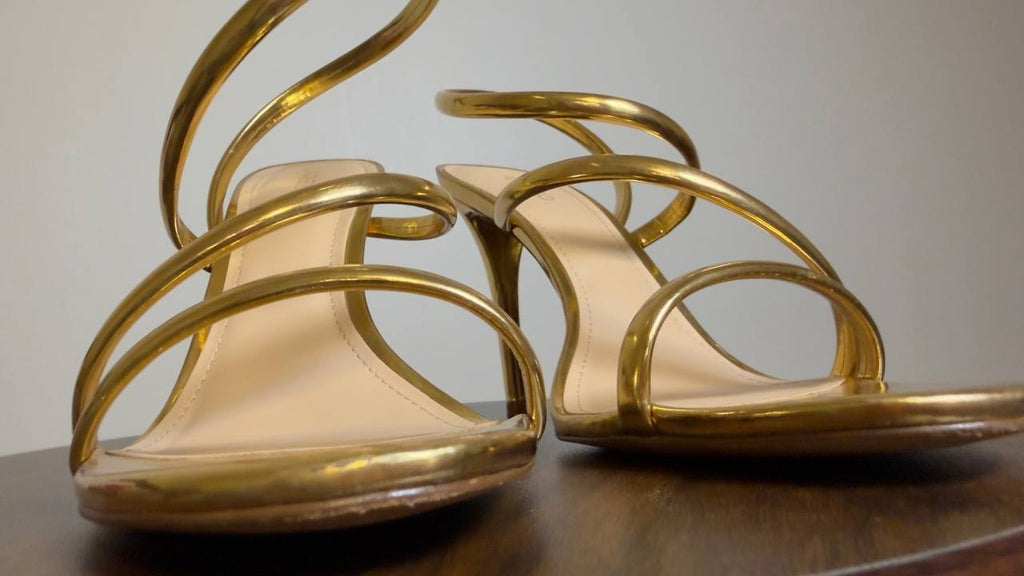 Arezzo High Stiletto Sandals Gold 11 B Pre-Owned $119.00