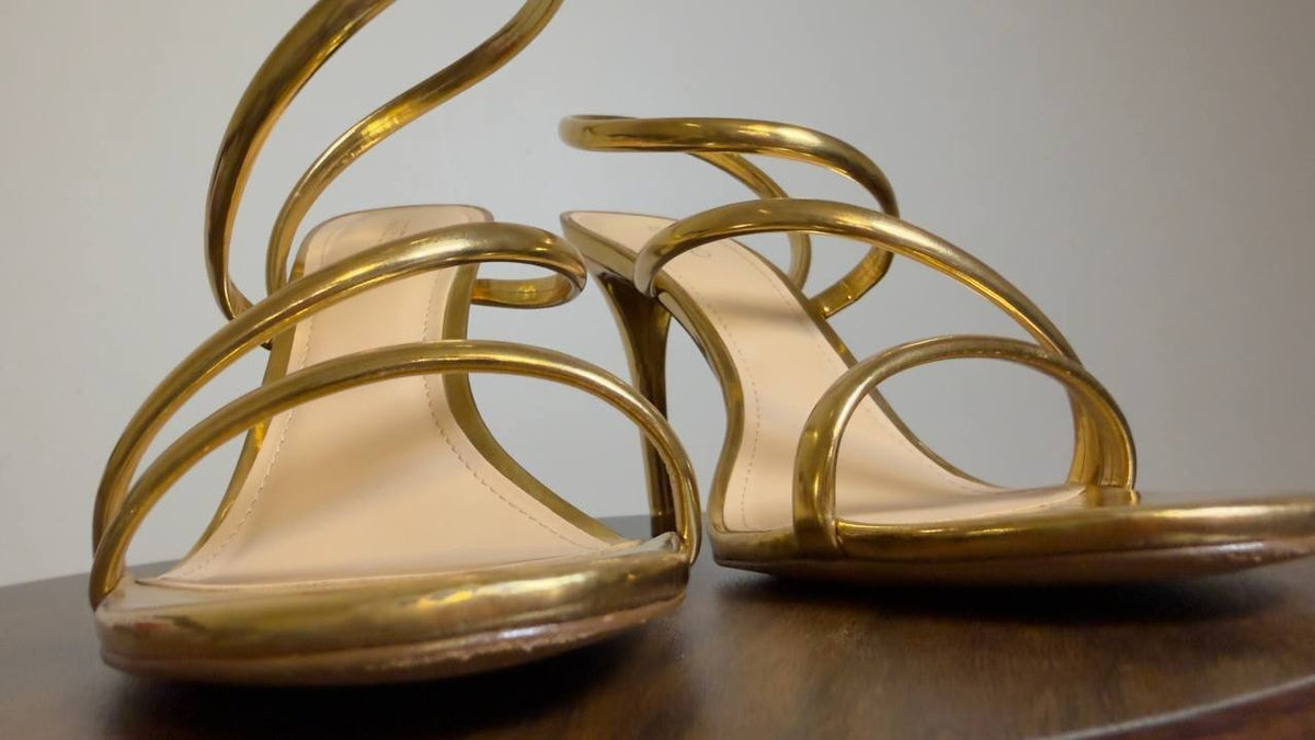 Arezzo High Stiletto Sandals Gold 11 B Pre-Owned $119.00