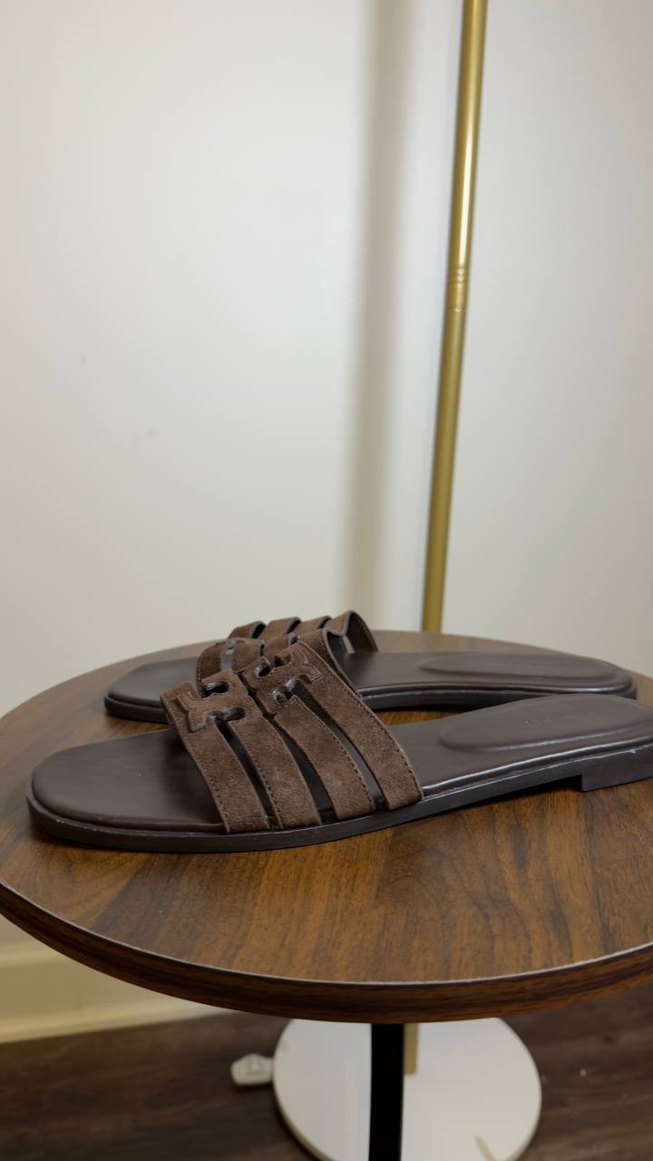 Tory  Burch  Slide  Sandals  Dark  Cocoa  9  Pre‑Owned  $225