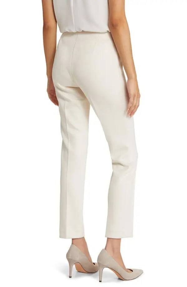 Anne Klein Hollywood Pleated Faux Suede Pants White Size 0X NWOT $99 need wash