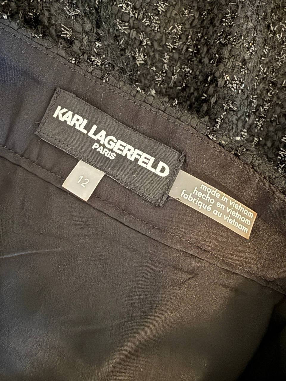 Karl Lagerfeld Black Tweed Mini Skirt – Size 12 – NWT – $109