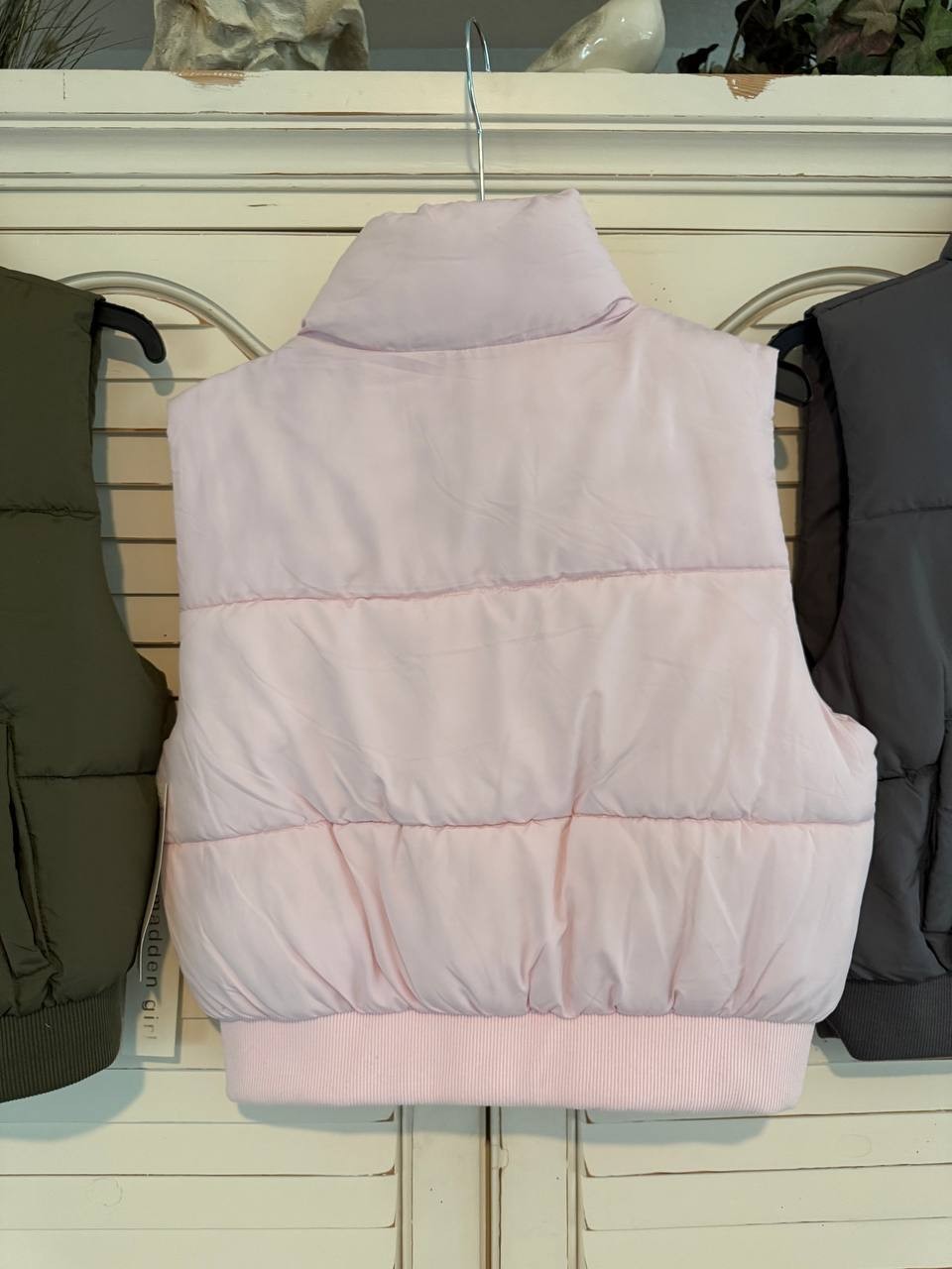 Madden Girl Juniors Zip-Up Puffer Vest Gray Sleeveless Jacket Lightweight