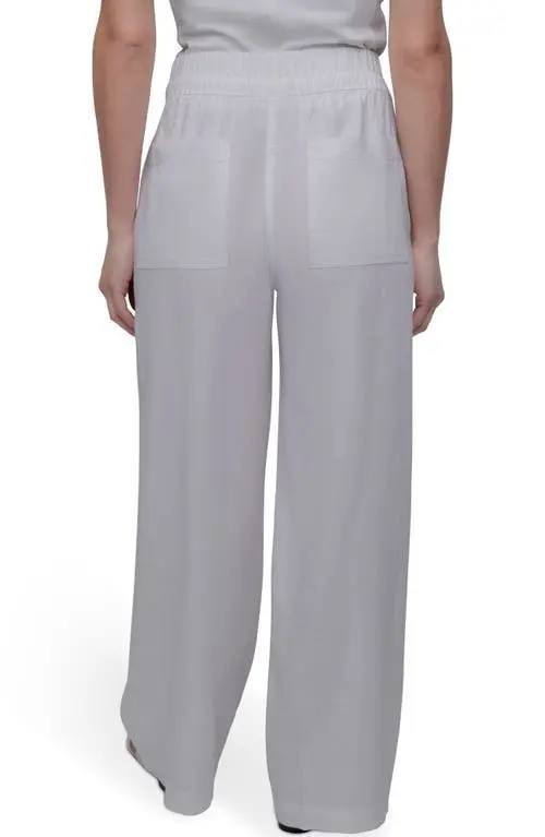 DKNY Linen-Blend Drawstring Wide-Leg Pants Light white L $89 NWT