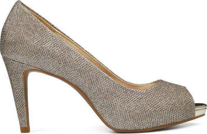 Bandolino Rainaa Peep Toe Pumps Gold Glitter 6M Women’s Heels NWB MSRP $89