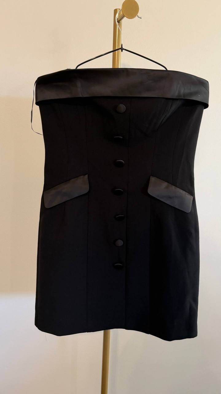 French Connection Women’s Strapless Tuxedo Mini Dress Black 6 $138 NWT