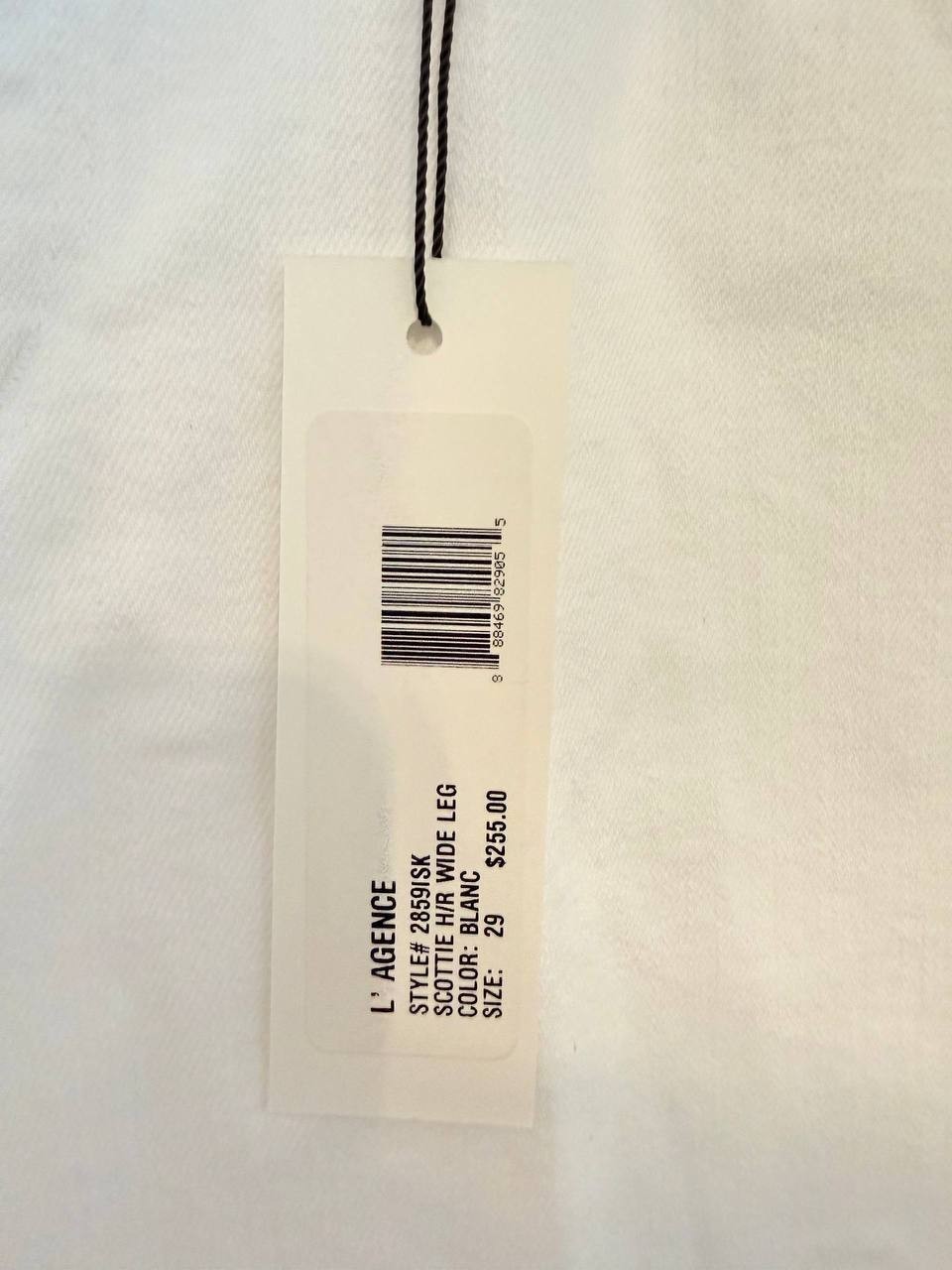 L’AGENCE “Scottie” Wide‑Leg Premium Denim Jeans – White – Size 29 – NWT – $255