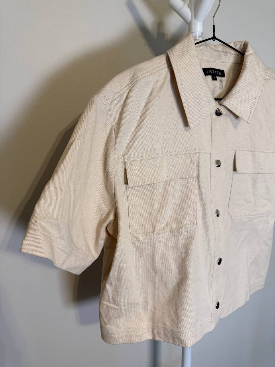 1.STATE Cropped Jacket – White Swan / Neutral – Size L – NWT