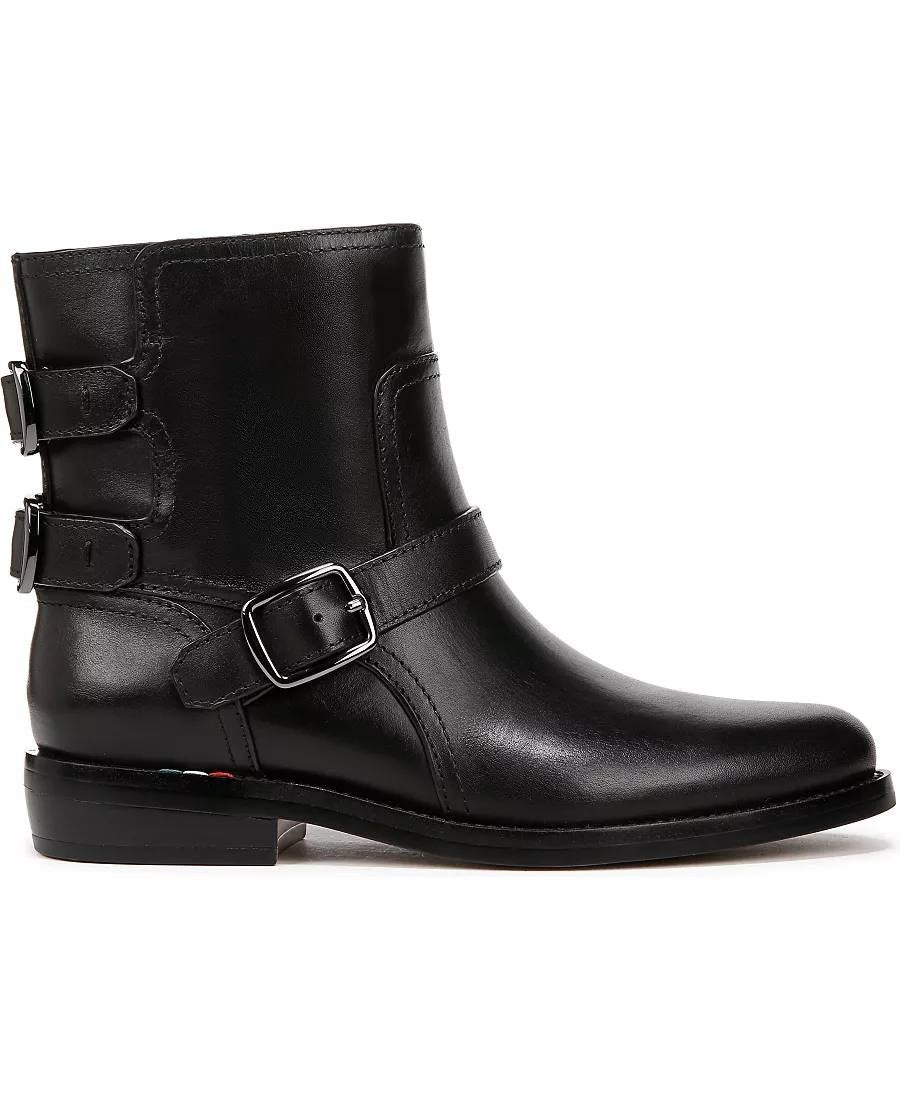 Franco Sarto Prina Boots 9.5M Black Leather Moto Block Heel Zip NIB msrp$180