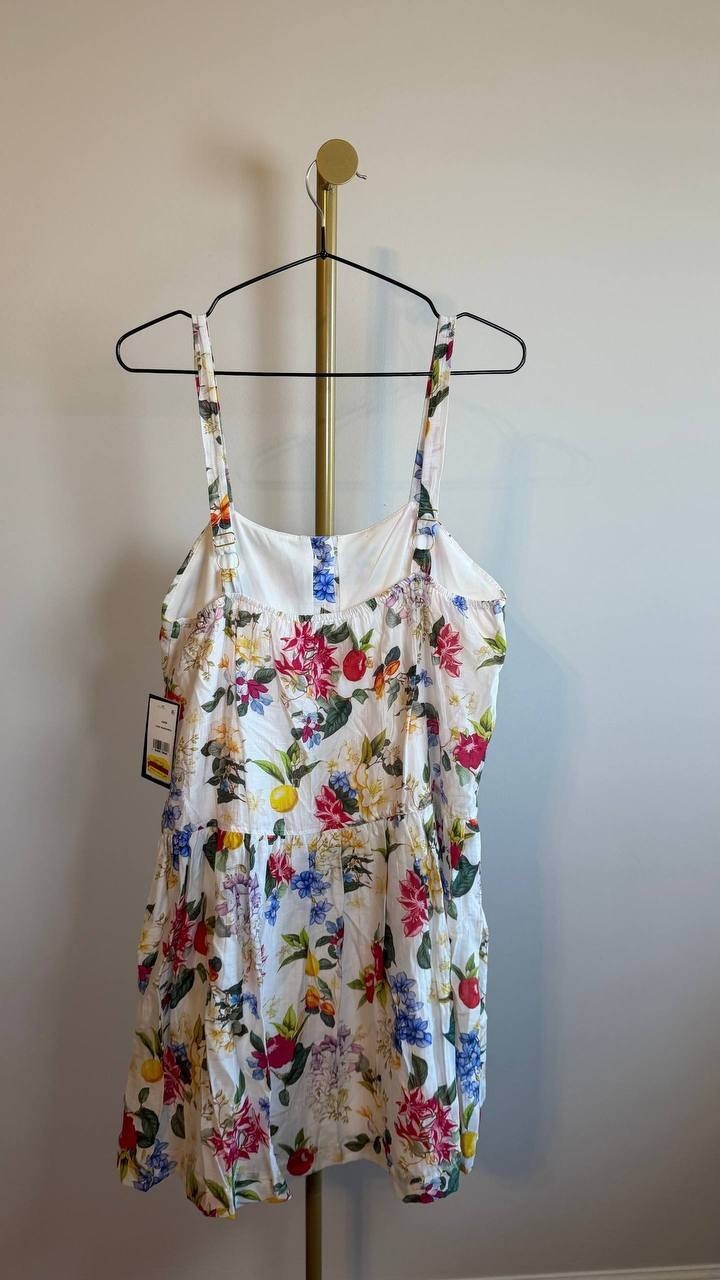 Taylor Petite Printed Pintuck Bodice Sleeveless Shift Dress White 7 NWT $129